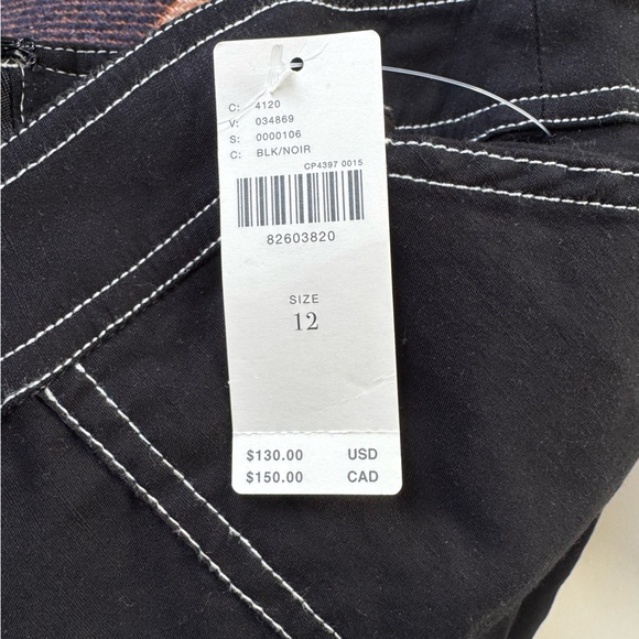 NWT Anthropologie Maeve Black Front-Slit Utility Skirt, Size 12 - Picture 6 of 9